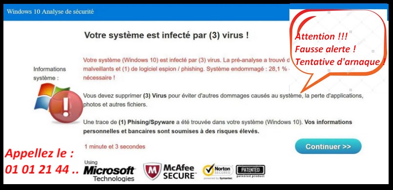 virus fausse alerte - Dépannage informatique86 à distance